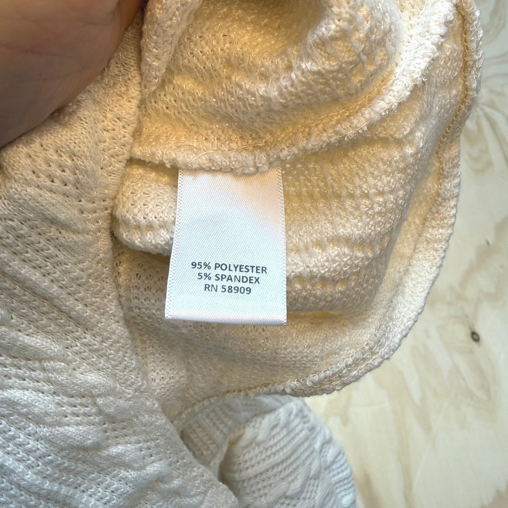 Chelsea & Violet Cream Cable Knit Henley Bodysuit Puff Sleeve Ivory‎ Medium - Picture 3 of 5